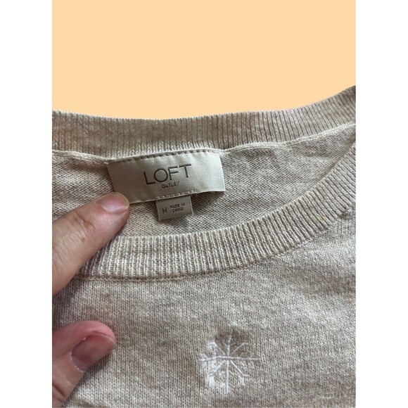 LOFT Holiday Kissing Reindeer Hearts 100% Cotton Lightweight Sweater Winter M - Picture 3 of 7